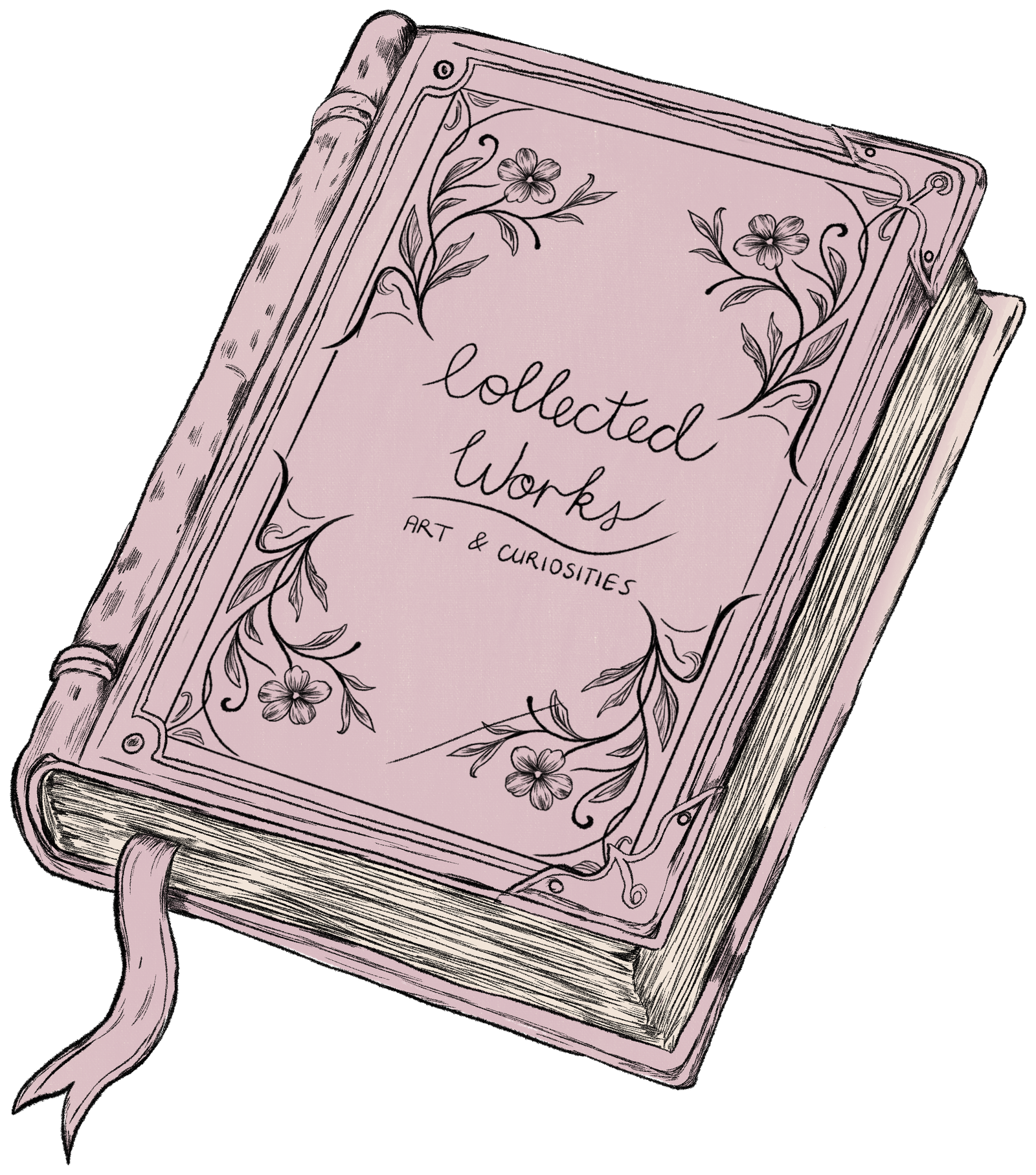 Illustrated book cover for Collected Works: Art and Curiosities.
