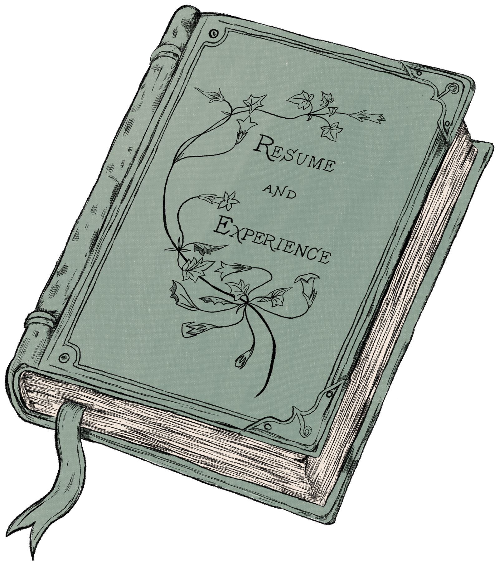 Illustrated book cover for Resume and Experience, decorated with ivy.