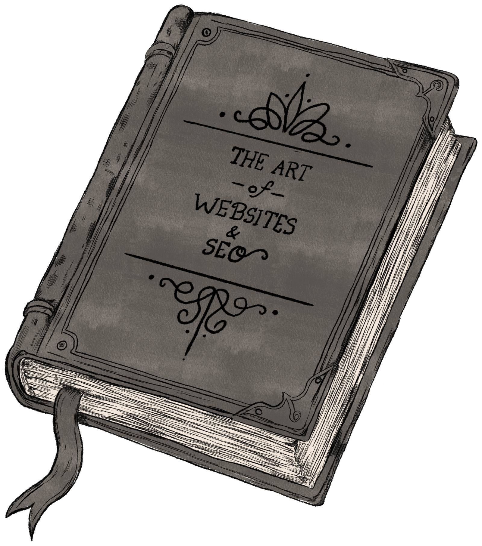 Illustrated book cover for The Art of Websites and SEO, decorated with vines.