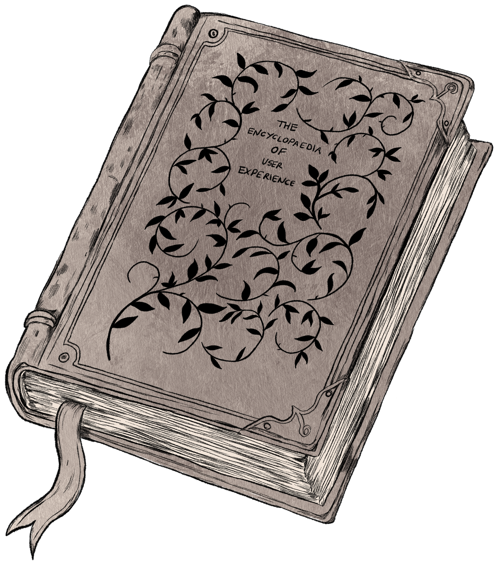 Illustrated book cover for The Encyclopaedia of User Experience, decorated with vines.